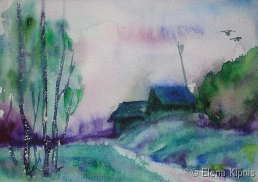 24 - Nostalgie Aquarell, 14 x 10 cm